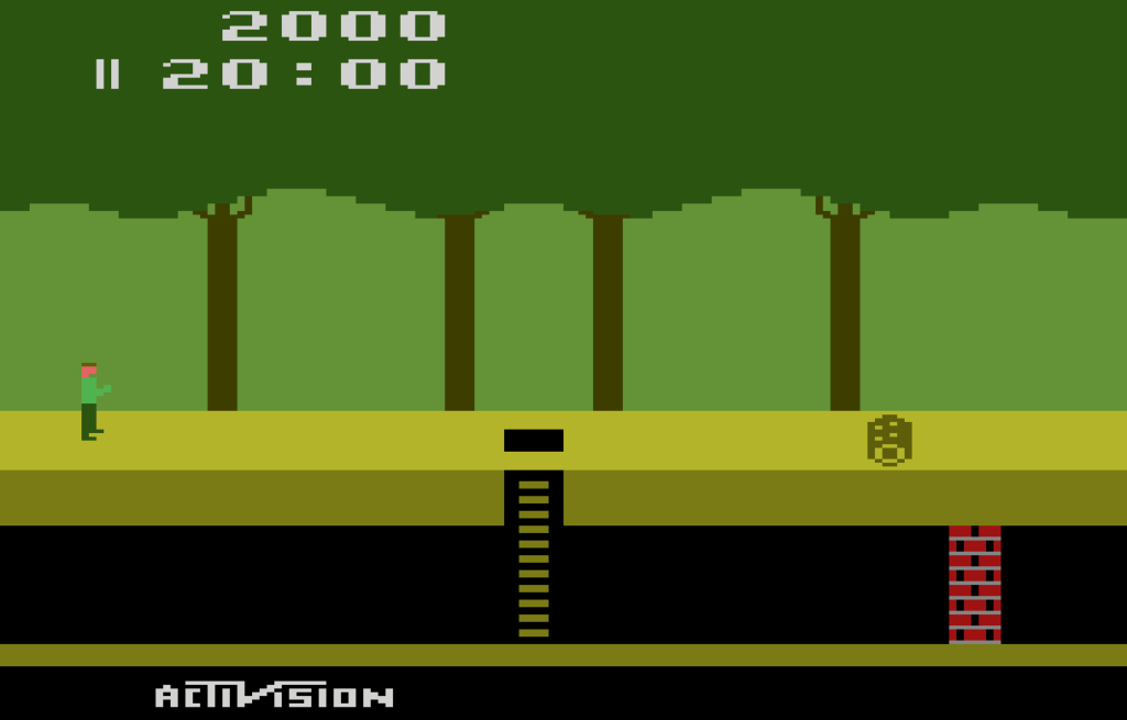 Captura de pantalla de Pitfall! para Atari 2600.