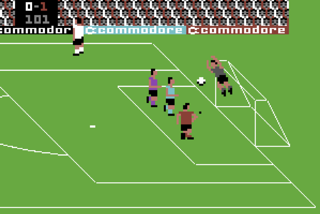 Captura de pantalla de International Soccer para Commodore 64.
