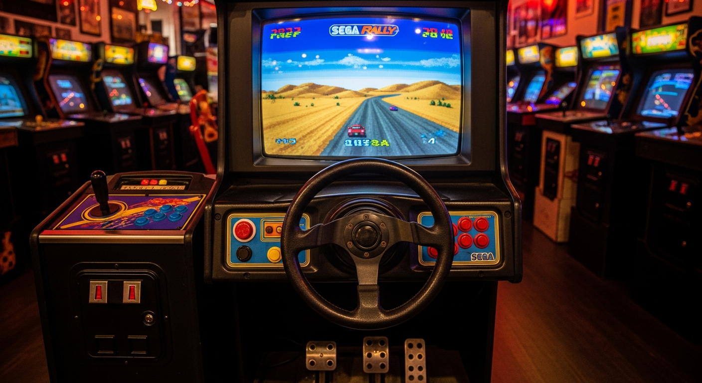 Máquinas arcade 3D Sega en salones españoles, finales 1995, revolución gráfica del rally.